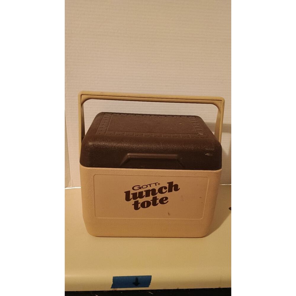 Vintage 70s GOTT Lunch Tote Tan Brown Model 1806 Made In The USA Lunchbox/Cooler